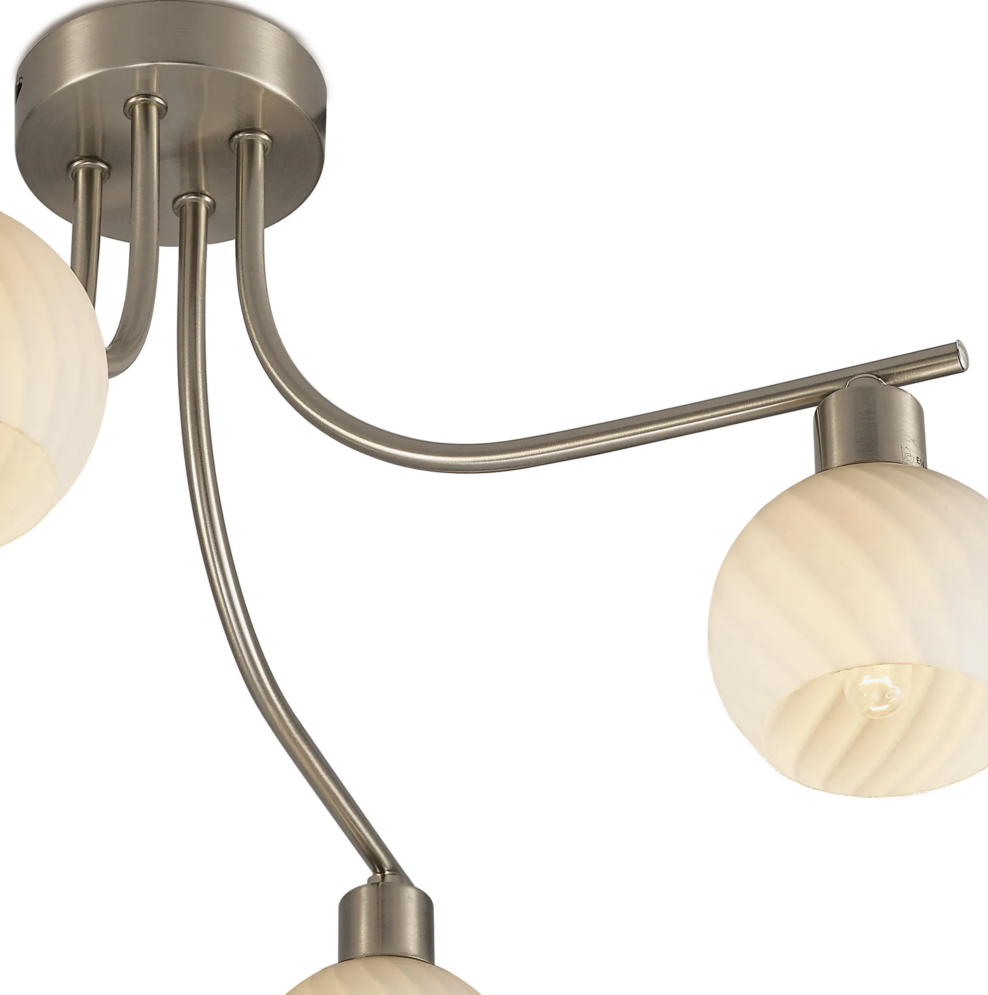 Carmen 57cm Ceiling 4 Light Satin Nickel, Opal White D0067  Deco Carmen